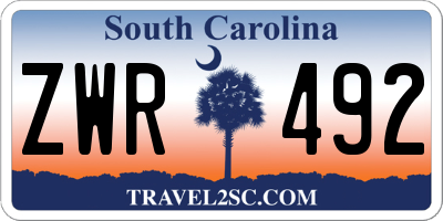 SC license plate ZWR492