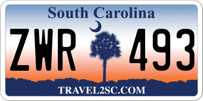 SC license plate ZWR493