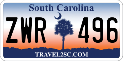 SC license plate ZWR496