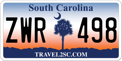SC license plate ZWR498