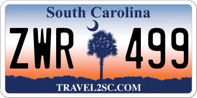 SC license plate ZWR499
