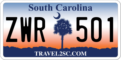 SC license plate ZWR501