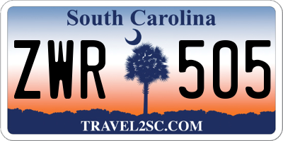 SC license plate ZWR505