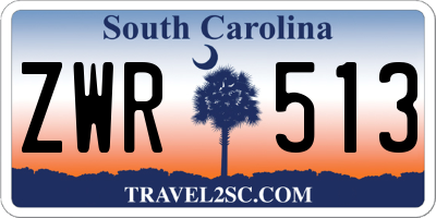 SC license plate ZWR513