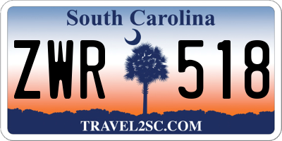SC license plate ZWR518