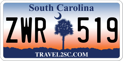 SC license plate ZWR519
