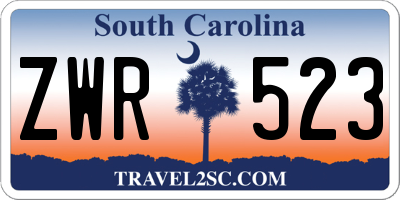 SC license plate ZWR523