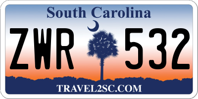 SC license plate ZWR532