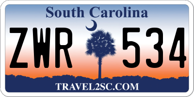 SC license plate ZWR534