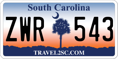 SC license plate ZWR543