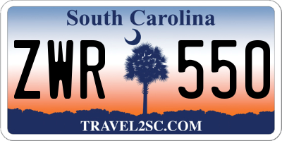 SC license plate ZWR550