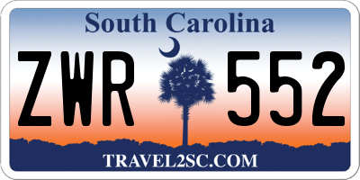 SC license plate ZWR552