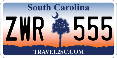 SC license plate ZWR555