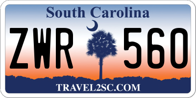 SC license plate ZWR560