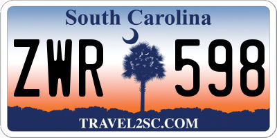 SC license plate ZWR598
