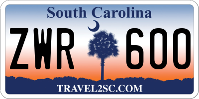 SC license plate ZWR600
