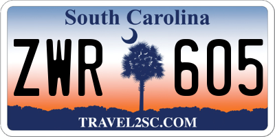 SC license plate ZWR605