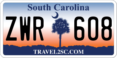 SC license plate ZWR608