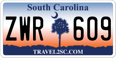 SC license plate ZWR609