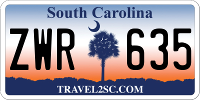 SC license plate ZWR635