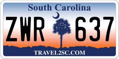 SC license plate ZWR637