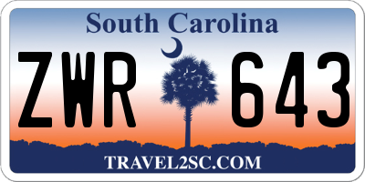 SC license plate ZWR643