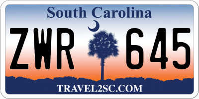 SC license plate ZWR645