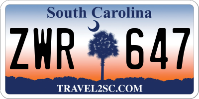 SC license plate ZWR647