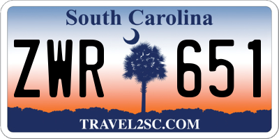SC license plate ZWR651