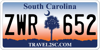 SC license plate ZWR652