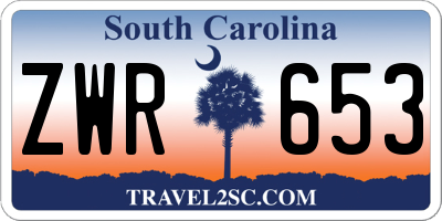 SC license plate ZWR653