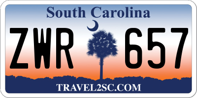 SC license plate ZWR657