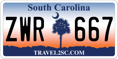 SC license plate ZWR667