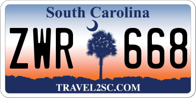 SC license plate ZWR668