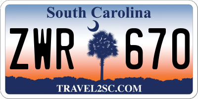SC license plate ZWR670