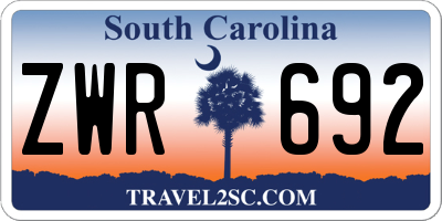 SC license plate ZWR692