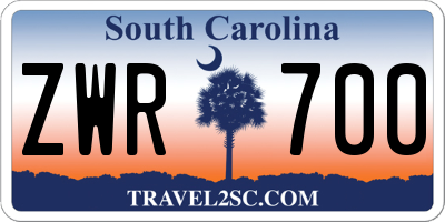 SC license plate ZWR700