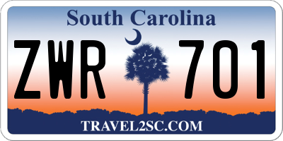 SC license plate ZWR701