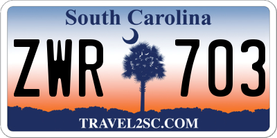 SC license plate ZWR703