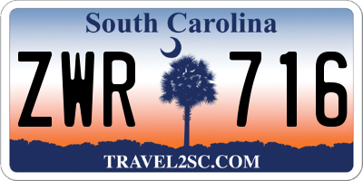 SC license plate ZWR716