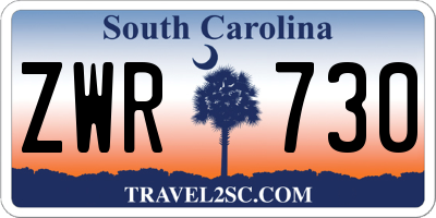SC license plate ZWR730