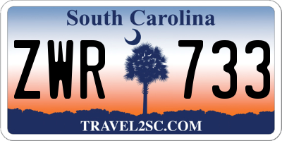 SC license plate ZWR733