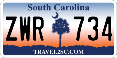 SC license plate ZWR734