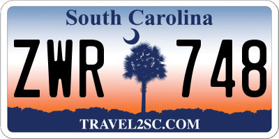SC license plate ZWR748