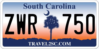 SC license plate ZWR750