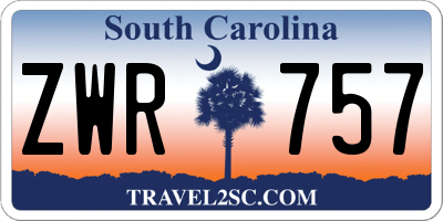SC license plate ZWR757