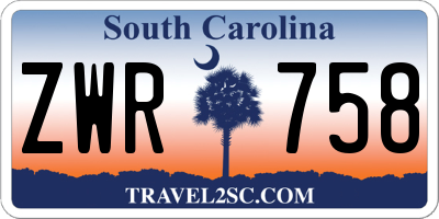 SC license plate ZWR758