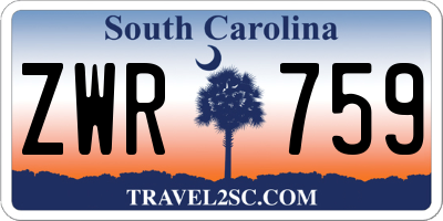 SC license plate ZWR759