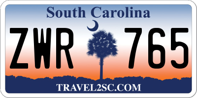 SC license plate ZWR765