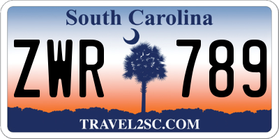SC license plate ZWR789